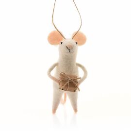 Felt Mouse Holding Gift Hanging Decoration
