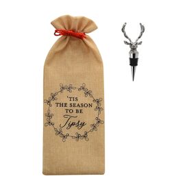 Wine Bottle Stopper and Gift Bag - Stag