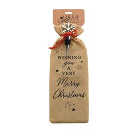 Wine Bottle Stopper and Gift Bag - Snowflake