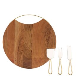 Cheesboard with 3pc Cheese Knife Set