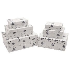 Set of 6 Silver & Grey Nested Gift Boxes