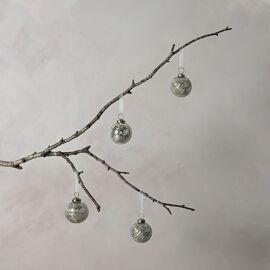 Set of 4 Silver Recycled Glass Baubles