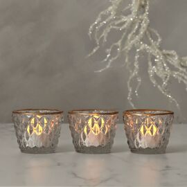 Set of 3 Decorative Glass Votive Candle Holders