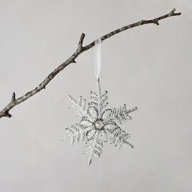 **MULTI 6** Hand Embelished 3D White Snowflake Tree Decoration