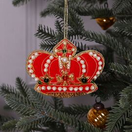 **MULTI 6** Hand Embellished Crown Hanging Decoration