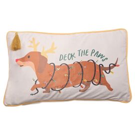 Sausage Dog Christmas Cushion
