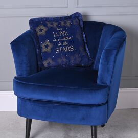 Blue Velvet Square Cushion 'Our Love'