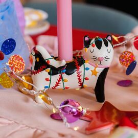 Raspberry Blossom Cat Shaped Candle Holder