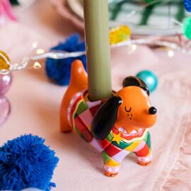 Raspberry Blossom Dog Shaped Candle Holder