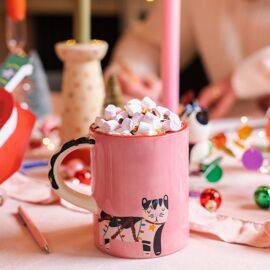 Raspberry Blossom Katzenbecher mit 3D-Henkel