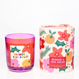 Raspberry Blossom Pink Glass Candle