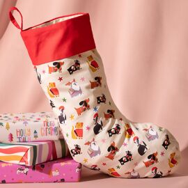 Raspberry Blossom Dogs Stocking 'Santa Paws Stop Here'