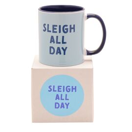 Navy Handled 11oz Mug - Sleigh All Day