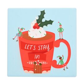 Square Ceramic Coaster - Lets Stay In