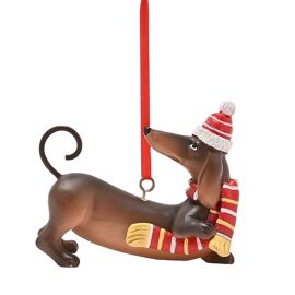 **Multi 6**Dachshund in a Hat Hanging Tree Ornament