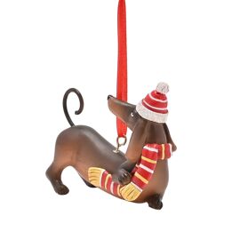 **Multi 6**Dachshund in a Hat Hanging Tree Ornament