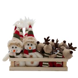 Tray with 12 Assorted Santa & Reindeer Decorations