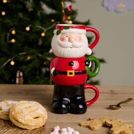 Set of 3  Santa Stacking Mugs