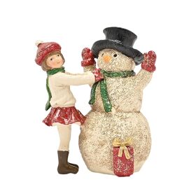 Victorian Girl With Snowman Figurine