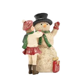 Victorian Girl With Snowman Figurine