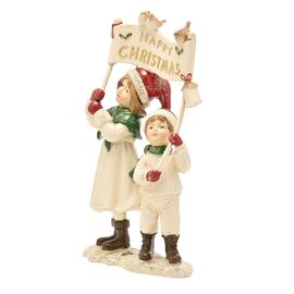 Victorian Girl & Boy Figurine 'Merry Christmas'