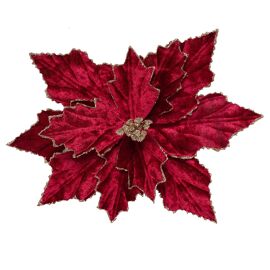 Velvet Poinsettia with Clip - Burgundy