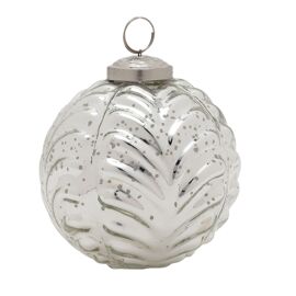 **MULTI 4** Heavy Glass Silver Traditional Bauble Round - Large