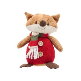 Set of 2 Fabric Sitting Foxes Decoration