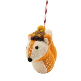 Felt Fox with Acorn Hat Hanging Decoration