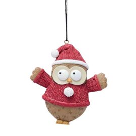 **MULTI 4** Hanging Owl Decoration  - With Hat