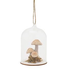 **MULTI 6** Hanging Tree Decoration - Trio Of Mushrooms In A Cloche