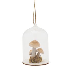 **MULTI 6** Hanging Tree Decoration - Trio Of Mushrooms In A Cloche