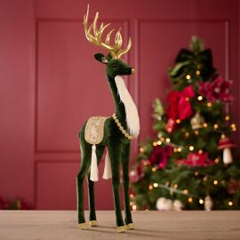 Green Velvet Standing Deer 54cm