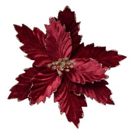 Burgundy Velvet Poinsettia Stem