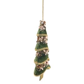 Green Velvet Christmas Tree Hanging Decoration