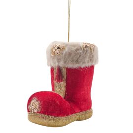 Red Velvet Santa Boot Hanging Decoration