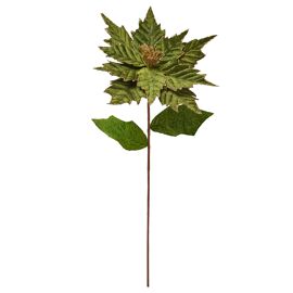 Green Velvet Poinsettia Stem