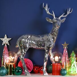 Disco Tiled Standing Reindeer Ornament