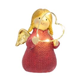 LED Red Angel with Heart - 10cm