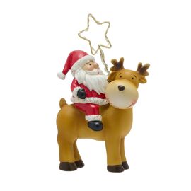 LED Santa On A Reindeer with Star- 16cm