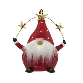 Metal Santa Gnome with Stars Ornament