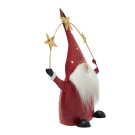 Metal Santa Gnome with Stars Ornament