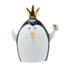 Metal Penguin with Crown - 20cm