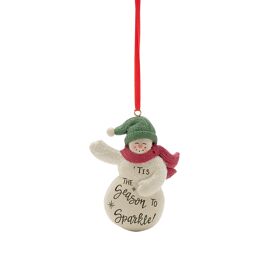 ** MULTI 8** Hanging Snowman With Green Hat Decoration
