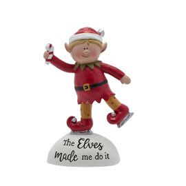 **MULTI 4** Hanging Ice Skating Elf With Candy Cane Decoration