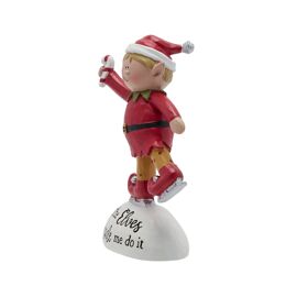 **MULTI 4** Hanging Ice Skating Elf With Candy Cane Decoration