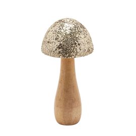 Wood with Mosaic Mushroom Ornament - Large