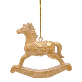 **MULTI 6** Rocking Horse Tree Decorations - Rose Gold