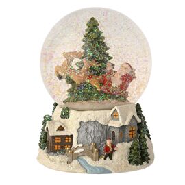 Regal Tidings Santa Sleigh & Tree Snow Globe