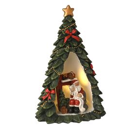 Regal Tidings Christmas Tree With Mini Santa List Scene and LED